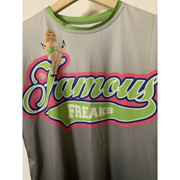 Famous Freaks Diamond Sports T Shirt Jersey Sz M Green Pink Gray No 19 - Picture 1 of 6